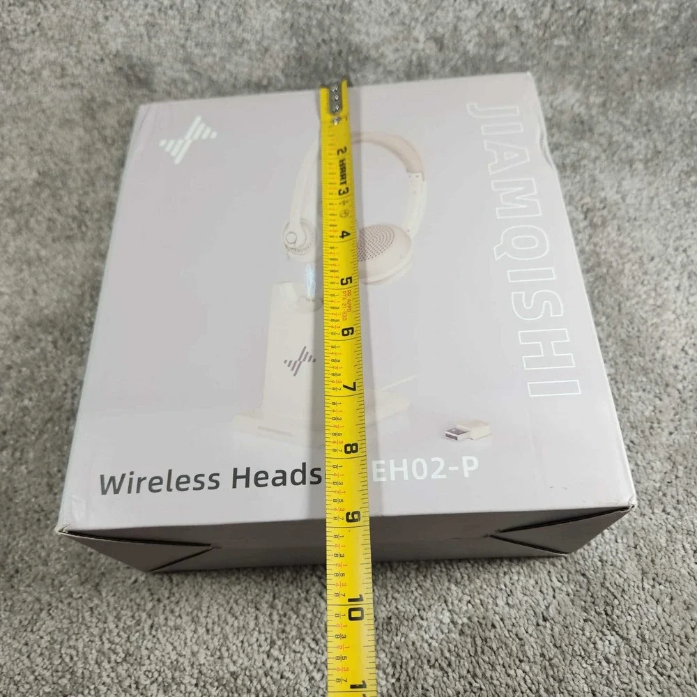 JIAMQISHI Wireless Headset Beige Noise Cancelling EH02-P with Charging Base